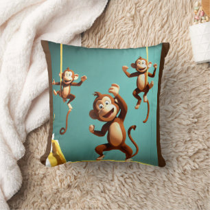 naughty monkey family throw pillow