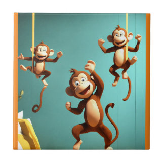 naughty monkey family tile