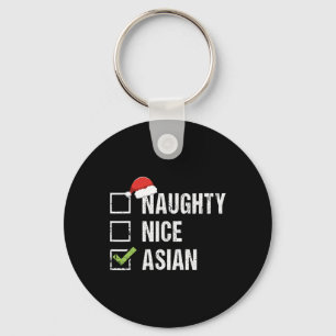Naughty Nice Asian Asia Santa Hat Christmas Gift Keychain