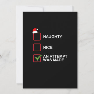 Naughty Nice Attempt Made Funny Christmas List Holiday Card