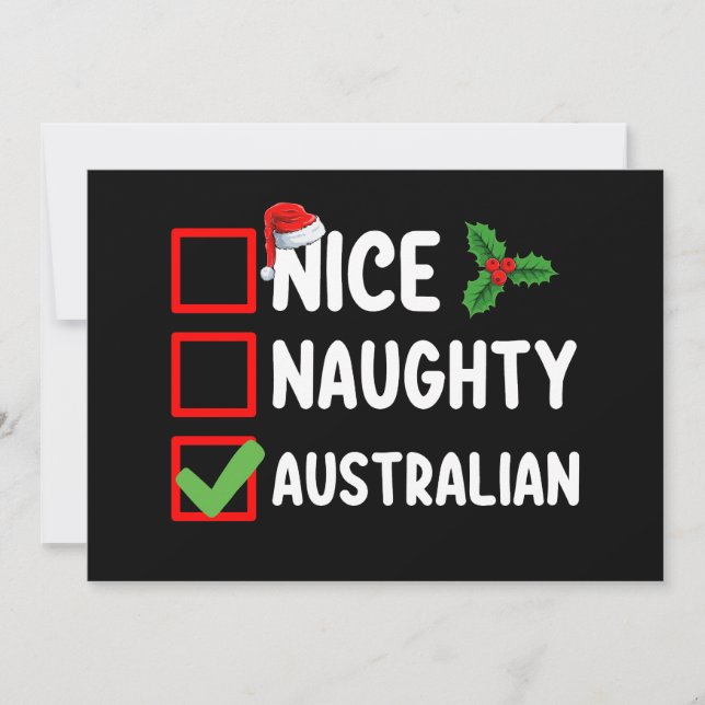 Naughty Nice Australian Christmas List Holiday Invitation (Front)