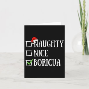 Naughty Nice Boricua Funny Puerto Rico Santa Hat C Card
