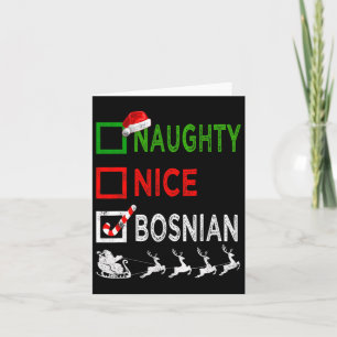 Naughty Nice Bosnian Christmas Pyjamas Funny Santa Card