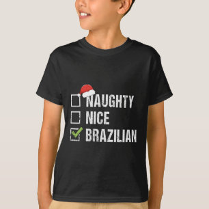 Naughty Nice Brazilian Brazil Santa Hat Christmas T-Shirt