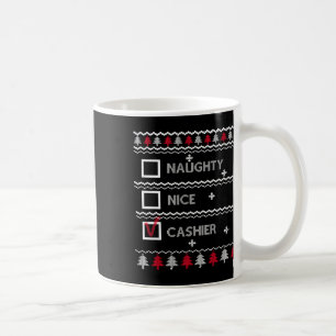 Naughty Nice Cashier Festive Winter Ugly Christmas Coffee Mug