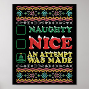 Naughty Nice Christmas Gift For Girl Poster