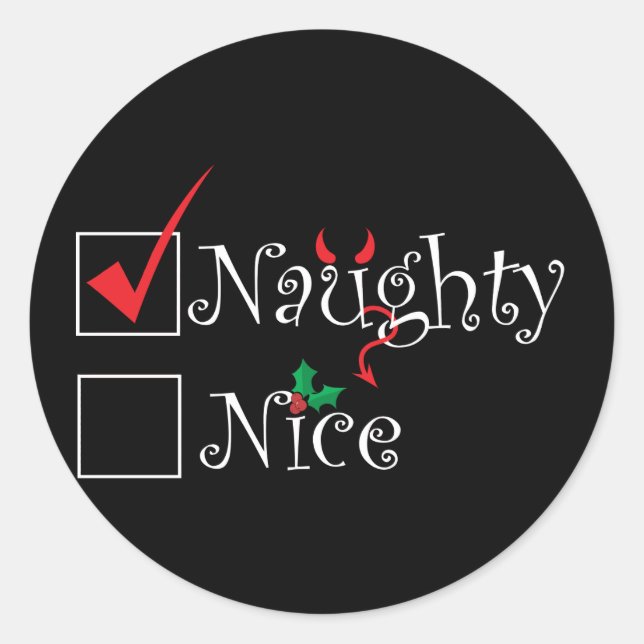 Naughty Nice Classic Round Sticker (Front)