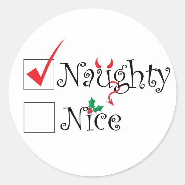 Naughty Nice Classic Round Sticker (Front)