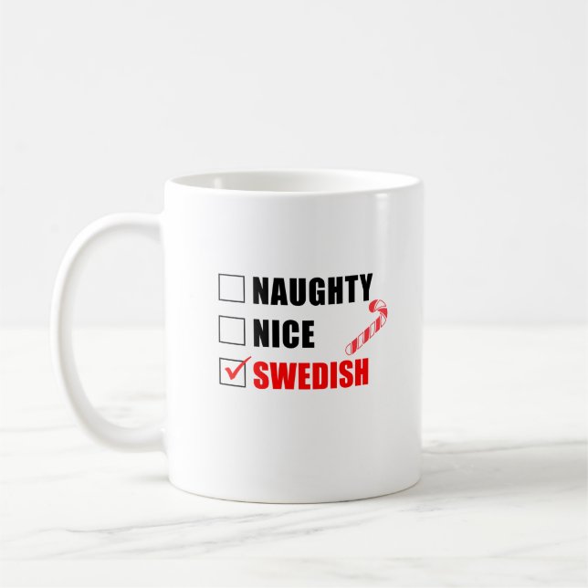 Naughty Nice Design suédois de Noël Café Mug (Gauche)