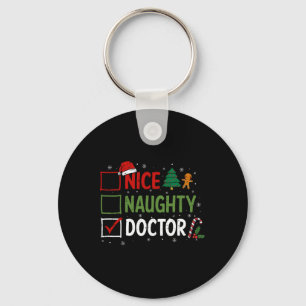 Naughty Nice Doctor Christmas Pyjamas Santa Claus Keychain