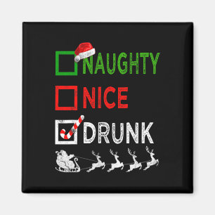 Naughty Nice Drunk Christmas Pyjamas Funny Santa H Magnet
