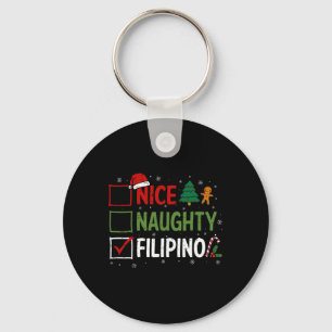 Naughty Nice Filipino Christmas Pyjamas Santa Clau Keychain