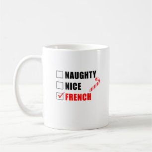 Naughty Nice French Christmas Design Café Mug