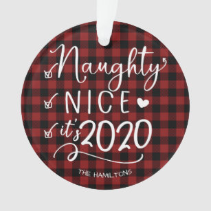 large Christmas bulb ornaments NaughtyNice 4in