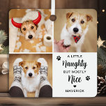 Naughty Nice Funny Dog 3 Pet Photo Christmas Metal Ornament<br><div class="desc">A Little Naughty, but mostly Nice! Introducing our new personalized ornament collection - A Little Naughty But Mostly Nice! Our modern and fun ornaments are the perfect addition to your Christmas tree this holiday season. Our ornaments are designed for pet lovers, and feature cute and funny pictures of your furry...</div>