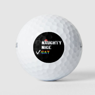 Naughty Nice Gay Rainbow Pride LGBT Christmas Gift Golf Balls