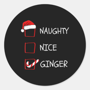 Naughty Nice Ginger Christmas Family  Classic Round Sticker