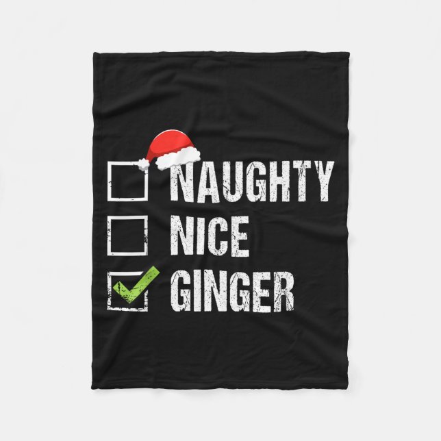 Naughty Nice Ginger Redhead Santa Hat Irish Christ Fleece Blanket (Front)