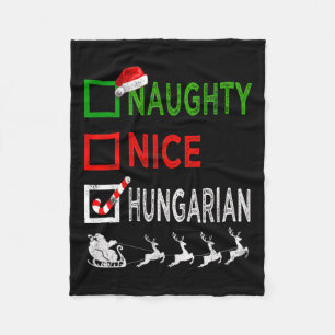 Naughty Nice Hungarian Christmas Pyjamas Funny San Fleece Blanket