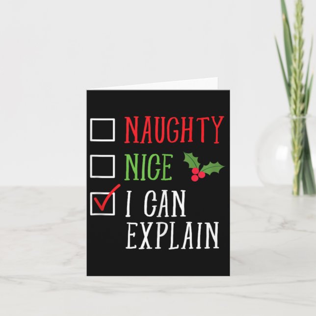 Naughty Nice I Can Explain Funny Christmas List  Card (Front)