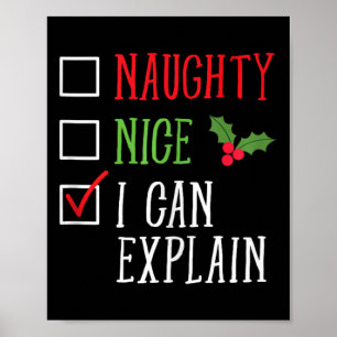 Naughty Nice I Can Explain Funny Christmas List Poster