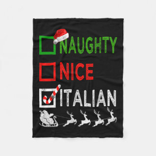 Naughty Nice Italian Christmas Pyjamas Funny Santa Fleece Blanket