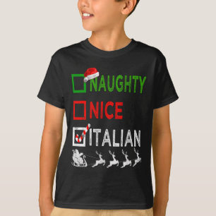 Naughty Nice Italian Christmas Pyjamas Funny Santa T-Shirt