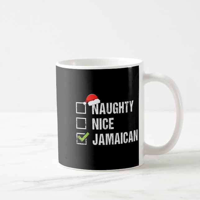 Naughty Nice Jamaican Shirt Santa Hat Christmas Gi Coffee Mug (Right)