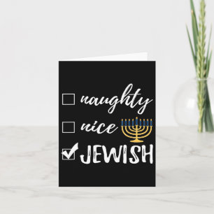 Naughty Nice Jewish Funny Ugly Christmas Hanukkah Card
