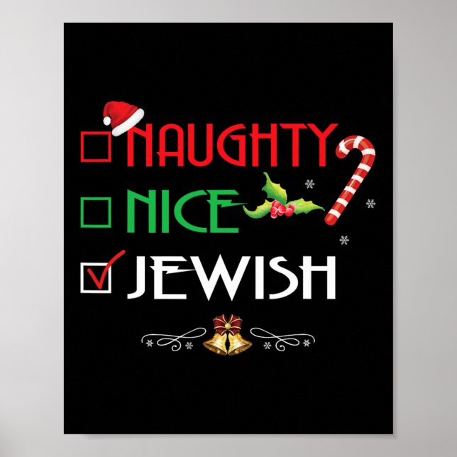 Naughty Nice Jewish Group Matching Christmas Gifts Poster (Front)