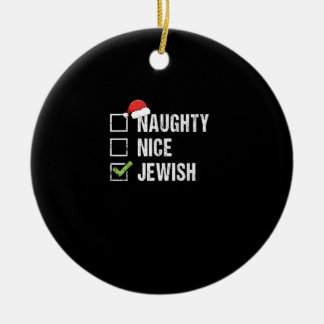 Naughty Nice Jewish Santa Christmas Ceramic Ornament