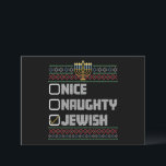 Naughty Nice Jewish Santa Ugly Christmas Hanukkah  Invitation<br><div class="desc">Naughty Nice Jewish Santa Ugly Christmas Hanukkah</div>