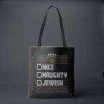 Naughty Nice Jewish Santa Ugly Christmas Hanukkah  Tote Bag<br><div class="desc">Naughty Nice Jewish Santa Ugly Christmas Hanukkah</div>