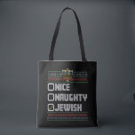 Naughty Nice Jewish Santa Ugly Christmas Hanukkah Tote Bag<br><div class="desc">Naughty Nice Jewish Santa Ugly Christmas Hanukkah</div>