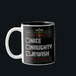 Naughty Nice Jewish Santa Ugly Christmas Hanukkah  Two-Tone Coffee Mug<br><div class="desc">Naughty Nice Jewish Santa Ugly Christmas Hanukkah</div>