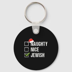 Naughty Nice Jewish Shirt Santa Jew Christmas Gift Keychain