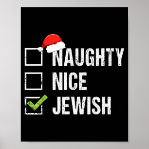 Naughty Nice Jewish Shirt Santa Jew Christmas Gift Poster