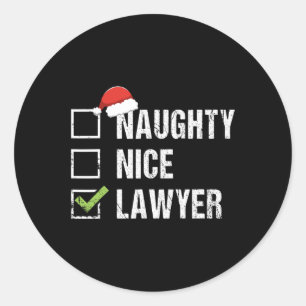 Naughty Nice Lawyer Santa Hat Law Christmas Gift Classic Round Sticker