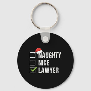 Naughty Nice Lawyer Santa Hat Law Christmas Gift  Keychain