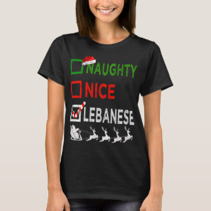 Naughty Nice Lebanese Christmas Pyjamas Funny Sant T-Shirt