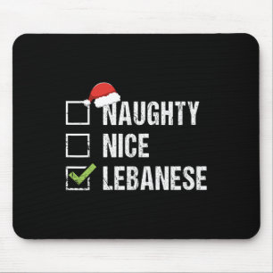 Naughty Nice Lebanese Lebanon Santa Christmas Gift Mouse Pad