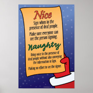 Naughty / Nice list for ASL students. Poster