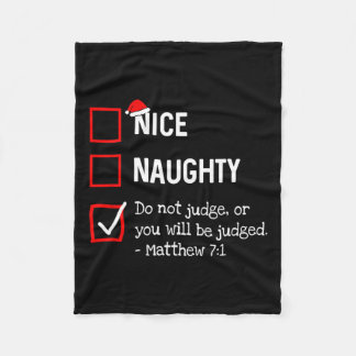 Naughty Nice List Funny Religious Christian Christ Fleece Blanket