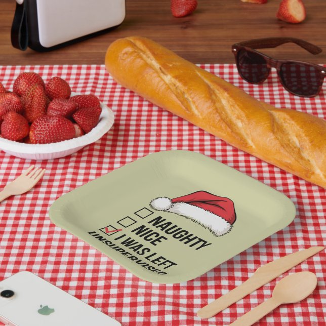 Naughty Nice List I Was Left Unsupervised Xmas Paper Plate (Picnic)