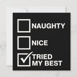 Naughty Nice List Tried My Best Santa Funny Xmas Holiday Card
