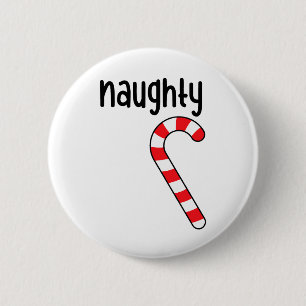 Naughty Nice Matching Couples Christmas Pyjamas  2 Inch Round Button