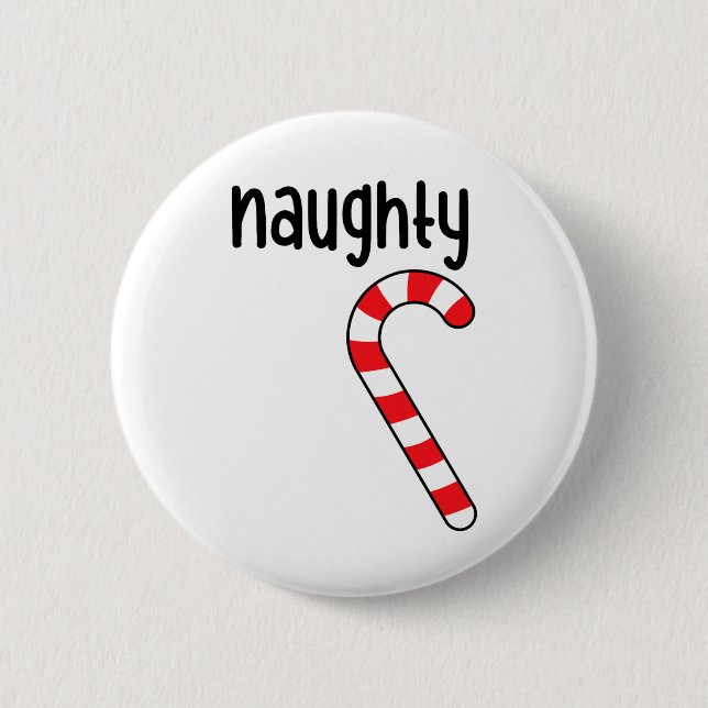 Naughty Nice Matching Couples Christmas Pyjamas  2 Inch Round Button (Front)