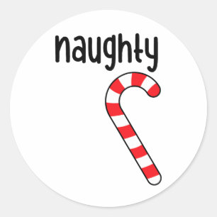 Naughty Nice Matching Couples Christmas Pyjamas  Classic Round Sticker