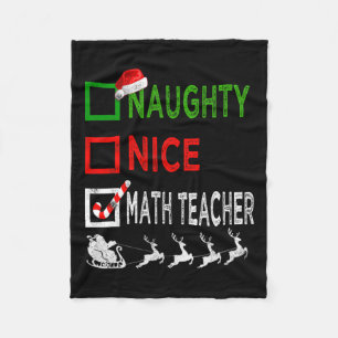 Naughty Nice Math Teacher Christmas Pyjamas Funny Fleece Blanket
