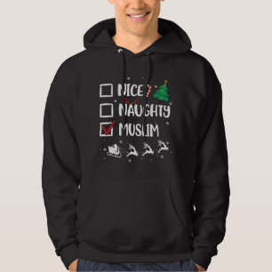Naughty Nice Muslim Christmas Funny Santa Hat -Xma Hoodie